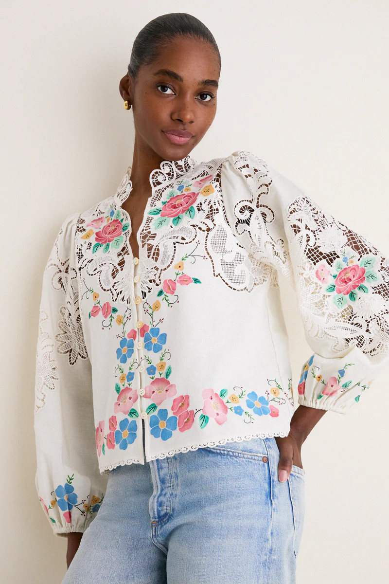 Multi Astrid Embroidery Long Sleeve Blouse | Tuckernuck (US)