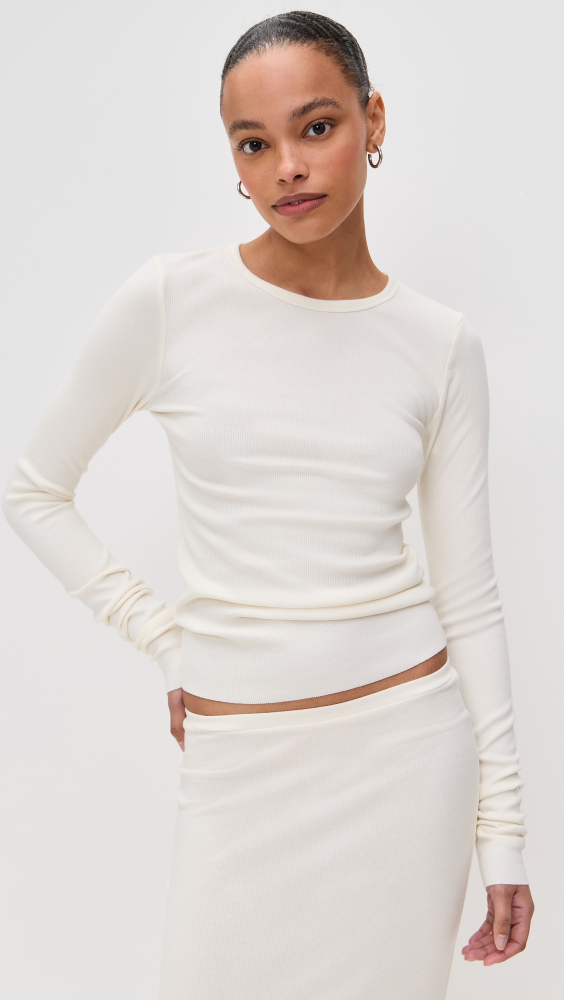 Éterne Long Sleeve Fitted Top Cream L | Shopbop