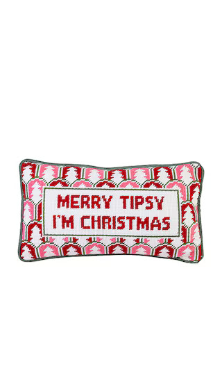 Merry Tipsy Needlepoint Pillow in Red & Pink | Revolve Clothing (Global)