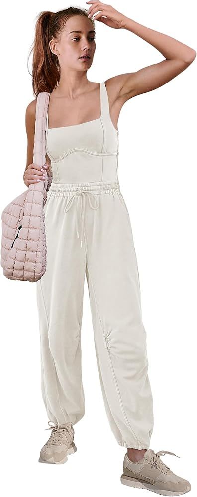 LAMISSCHE Womens One Piece Jumpsuits Workout Sleeveless Elastic Waist Romper Loose Fit Overalls T... | Amazon (US)