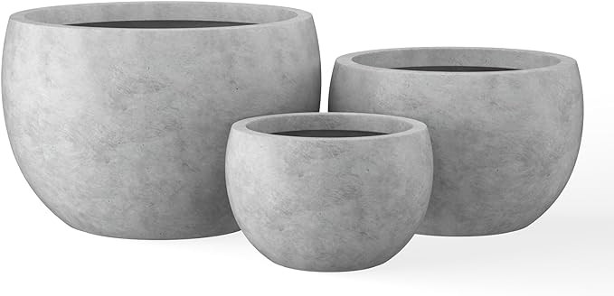 Kante 19.9",15.7",11.8" Dia Round Concrete Planter Set of 3, Outdoor/Indoor Large Bowl Plant Pots... | Amazon (US)