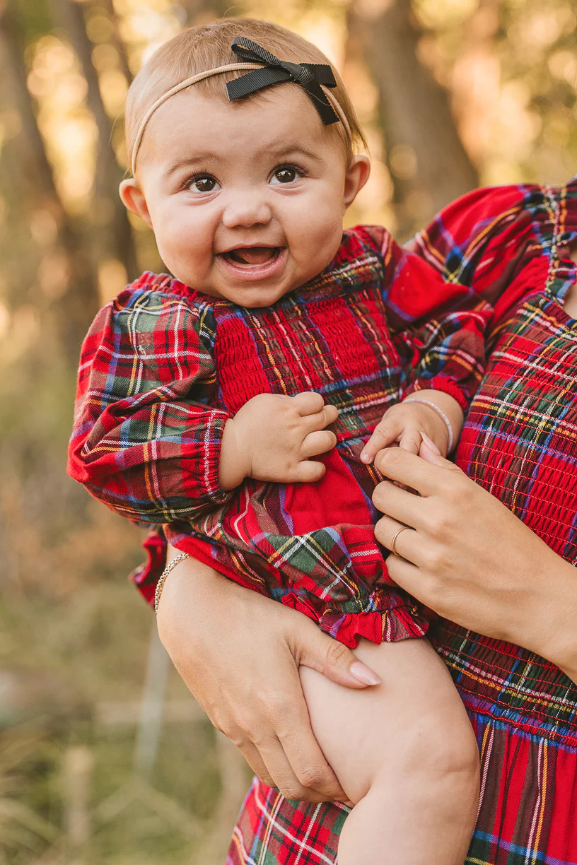Baby Madeline Romper in Holiday Plaid | Ivy City Co