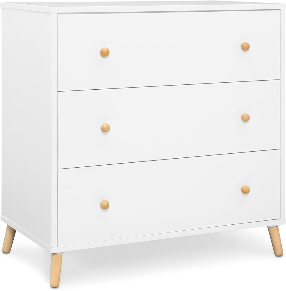 Delta Children Essex 3 Drawer Dresser with Interlocking Drawers, Bianca White/Natural | Amazon (US)