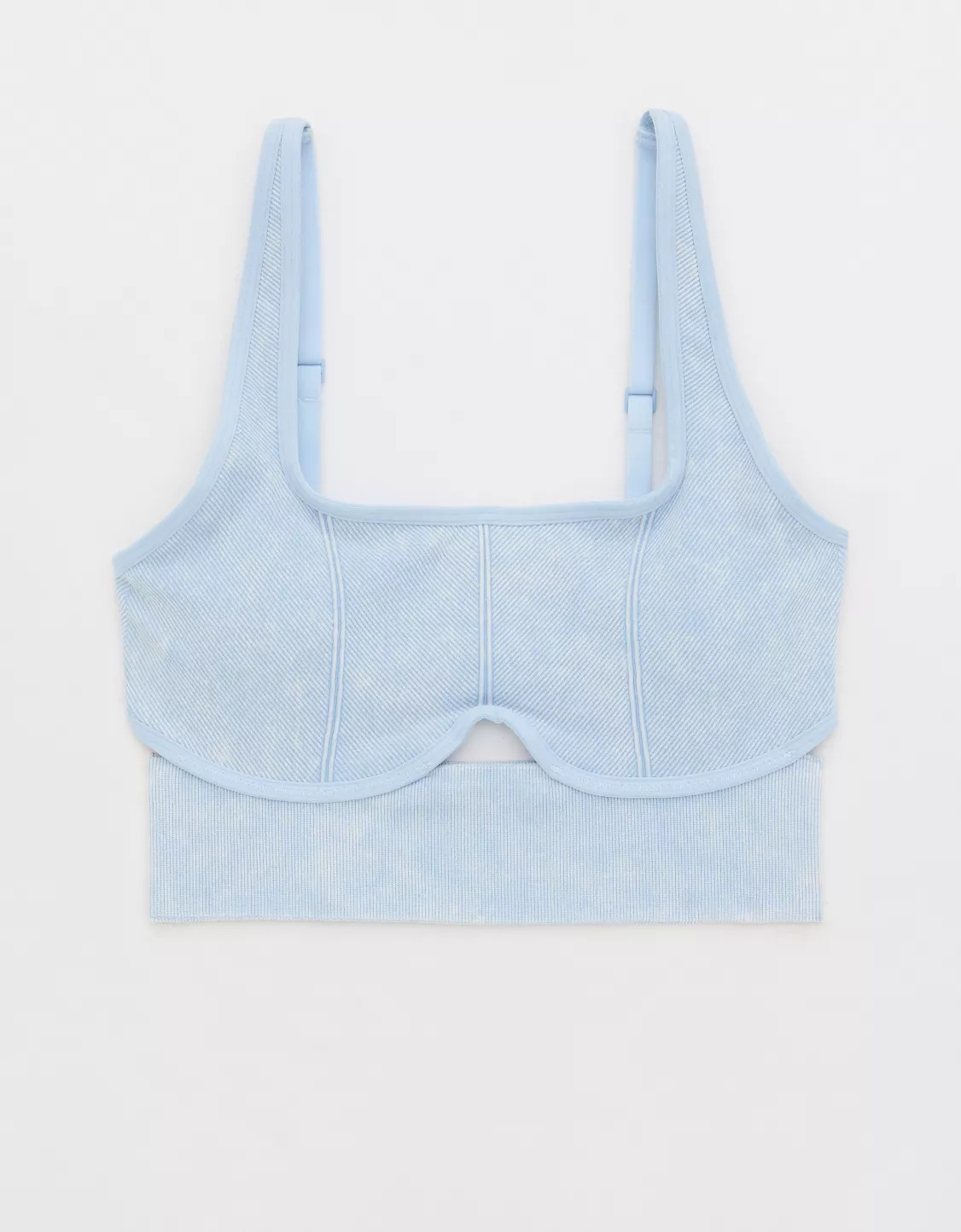 AE x Aerie Match Made In Denim Seamless Cut Out Longline Sports Bra | Aerie