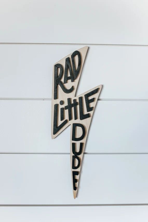 Rad Little Dude Kids Room Lightening Bolt Sign Boys Room Raw - Etsy | Etsy (US)