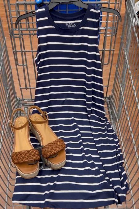 Walmart $10 dress I’ve owned and loved for years! Fit true to size (some petite readers like to go down one size). Espadrille wedges are really comfy and I don’t normally wear heels. Fit tts. #vacationoutfit

#LTKstyletip #LTKfindsunder100 #LTKfindsunder50
