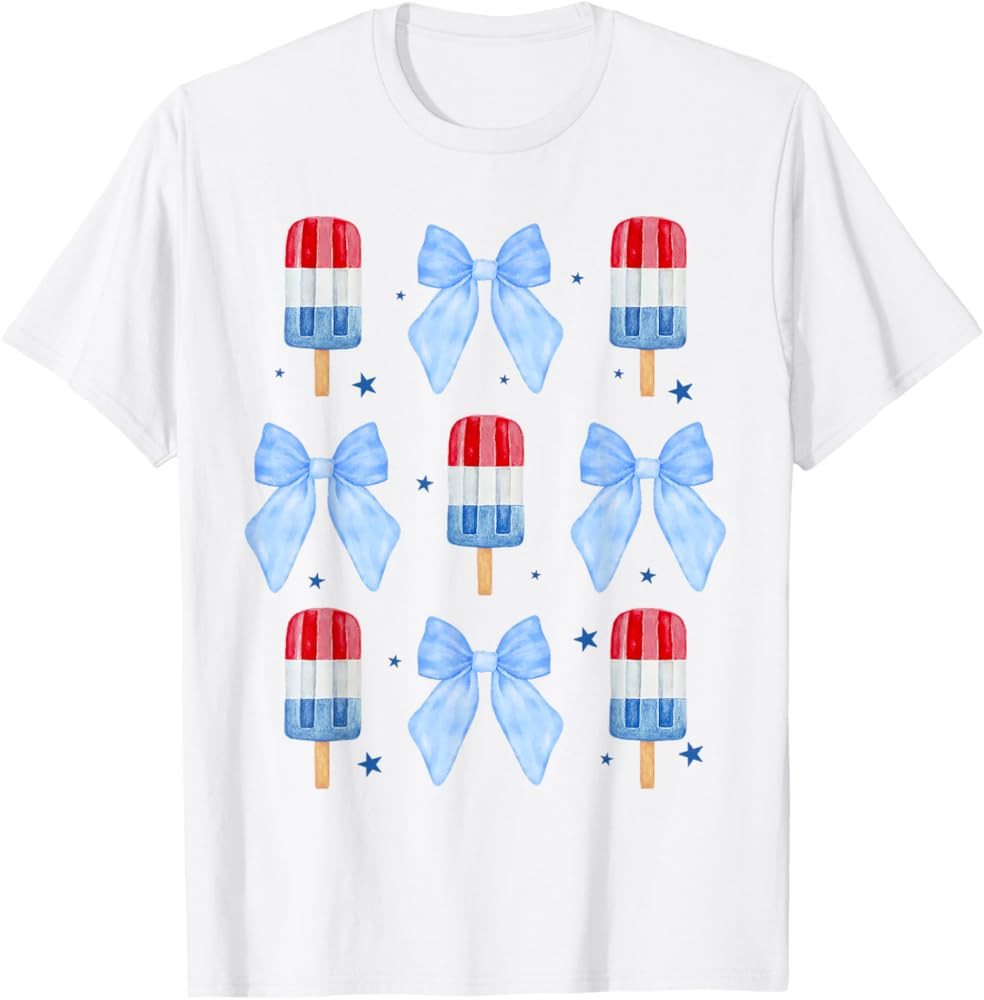 4th of July Cute Popsicle Bows Patriotic Women Kids T-Shirt | Amazon (US)