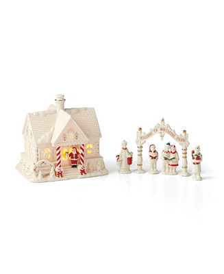 Lenox Mistletoe Park Light-up Cottage and Carolers Figurine, Set of 6 & Reviews - Macy's | Macys (US)