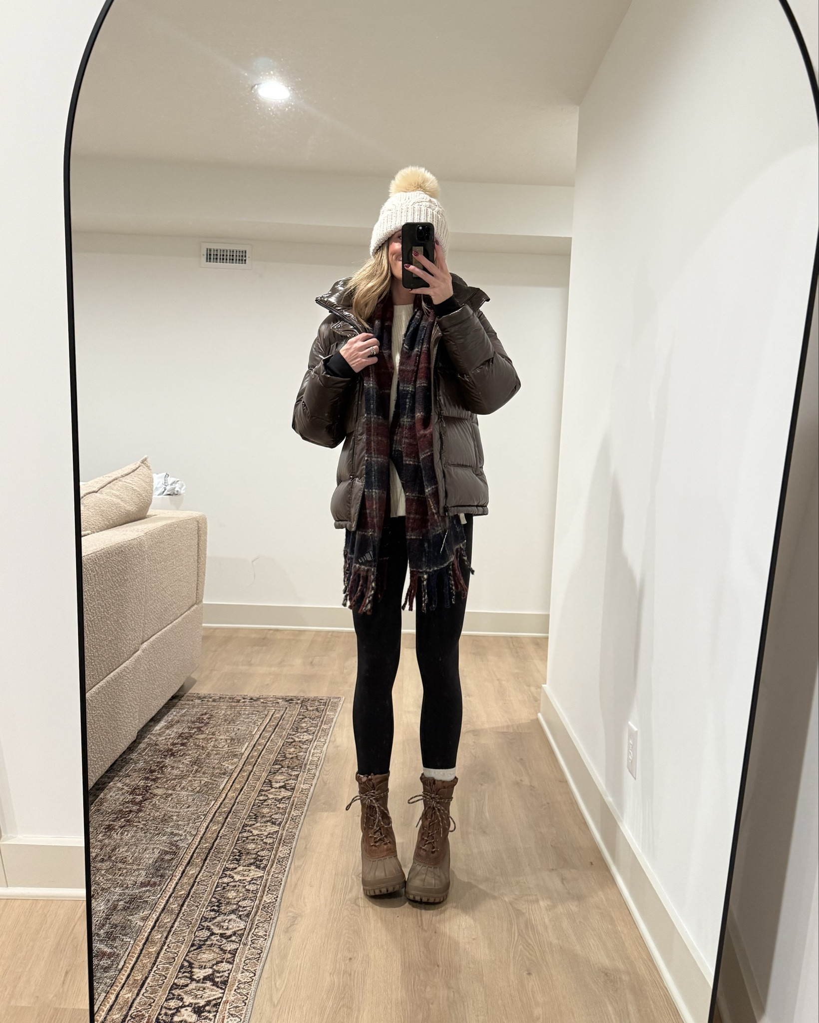 One oversized sweater 4 ways
Sizing:
Sweater runs oversized. Still wearing medium for extra length
Small tall in leggings and joggers
Medium in skirt for bump
Sized up to 29 in jeans for bump but they do run slightly bigger if you are not pregnant 
Medium tall in camel coat
Medium in fur coat
Medium in puffer coat

#LTKBump #LTKTall #LTKHoliday