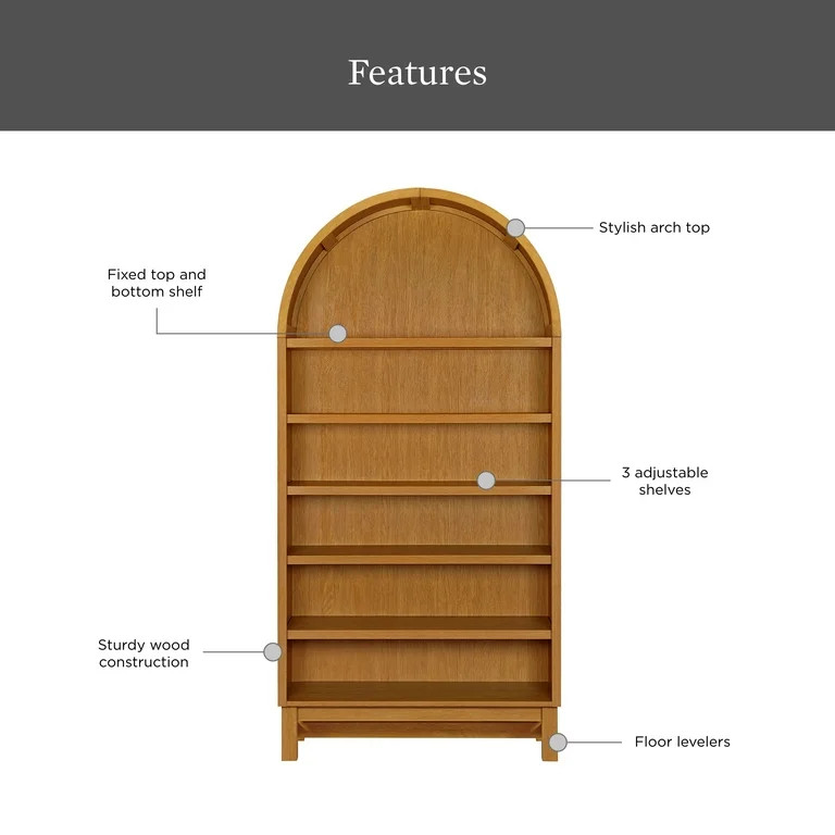 Better Homes & Gardens Juliet Open Arch Bookcase, Light Honey | Walmart (US)