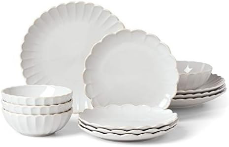 Lenox French Perle Scallop 12-Piece Dinnerware Set, 17.70 LB, White | Amazon (US)