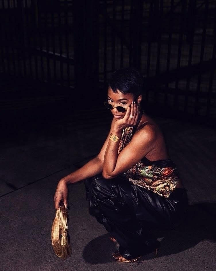 Turned The Satin Head Scarf into a top and the hand bag for the win