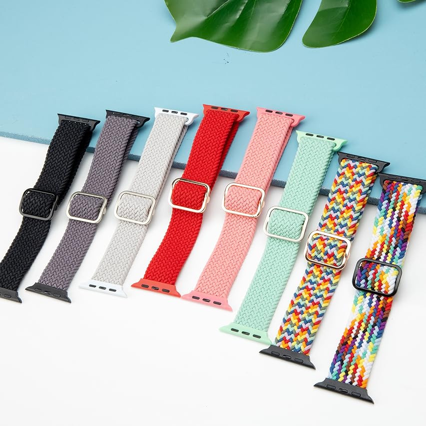 SIRUIBO Stretchy Nylon Solo Loop Bands Compatible with Apple Watch 42mm 44mm, Adjustable Stretch Bra | Amazon (US)