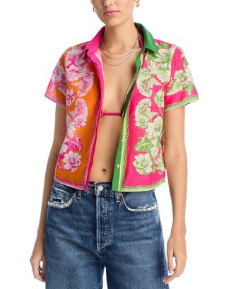 FARM Rio Floral Mixed Scarves Shirt  | Bloomingdale's Women | Bloomingdale's (US)