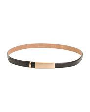 Handmade In Italy Leather Metal Plaque Pin Buckle Belt | TJ Maxx