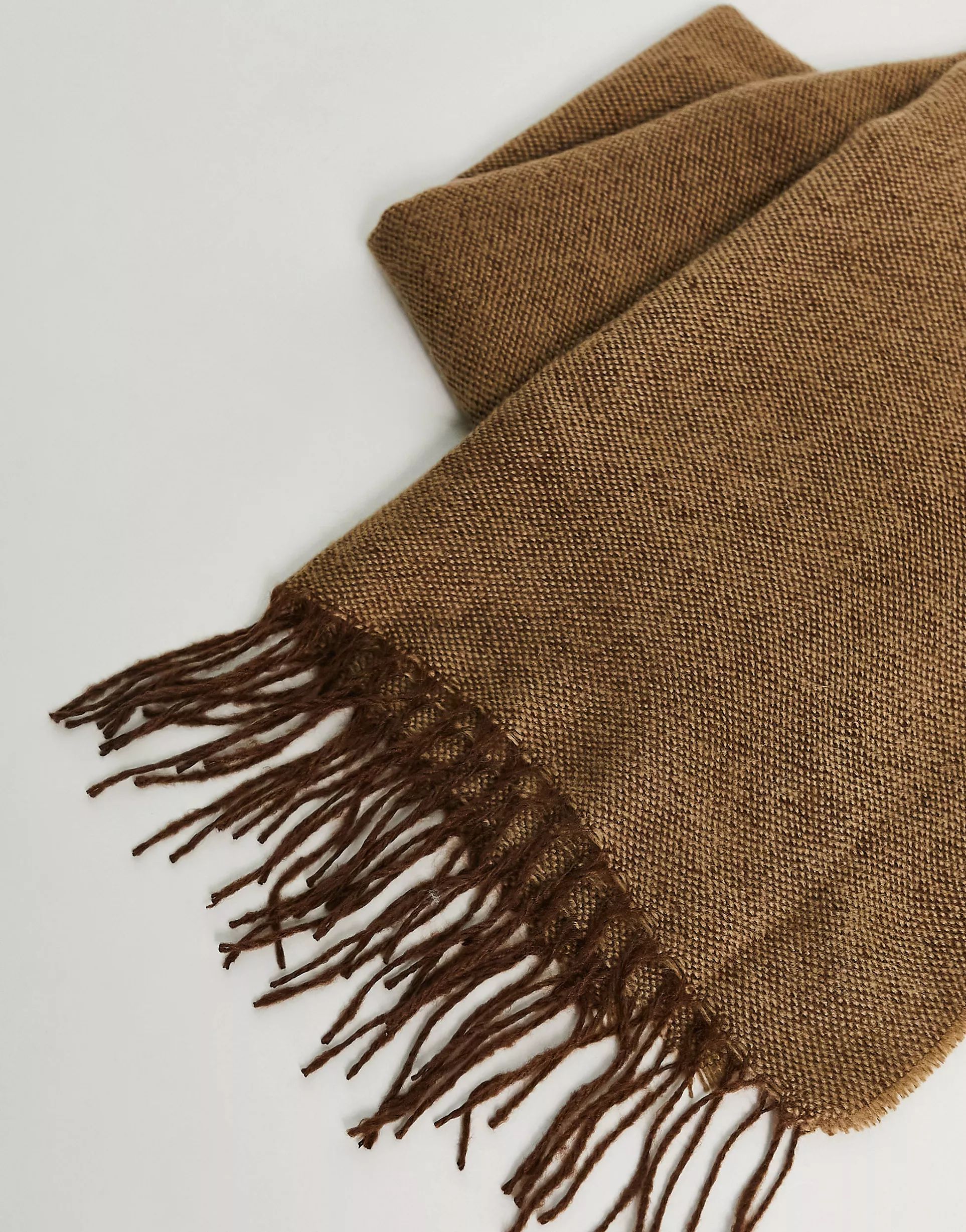 ASOS DESIGN two tone supersoft scarf with tassels in camel | ASOS (Global)