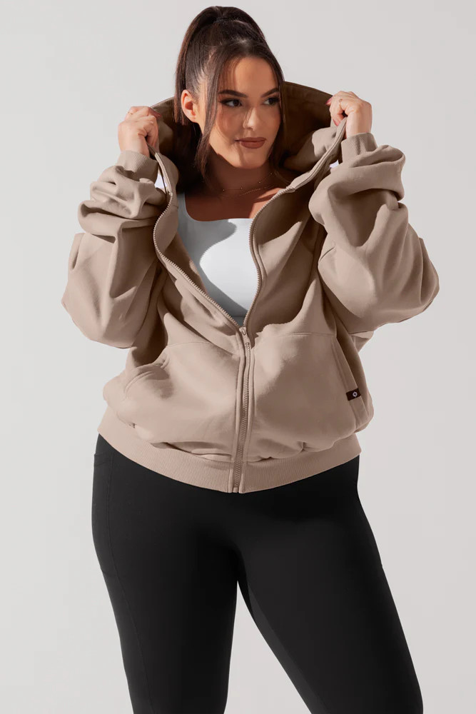 Zip Cloud Hoodie - Taupe | POPFLEX