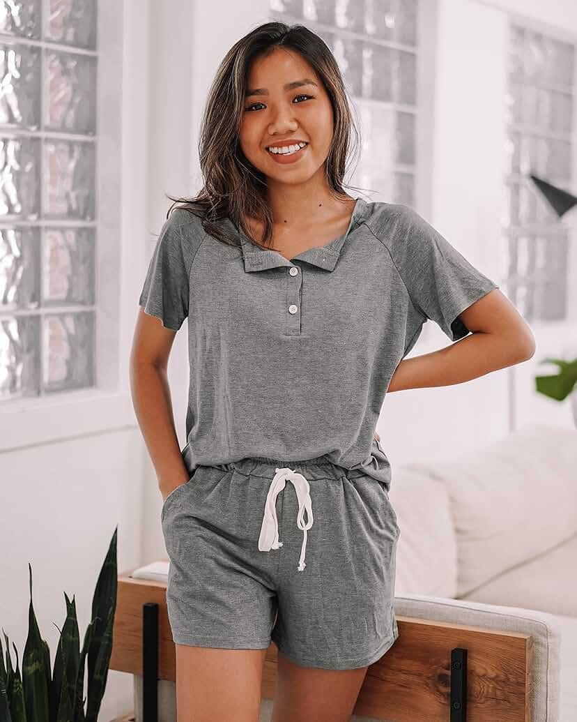 AUTOMET Womens 2 Piece Outfits Pajamas Sets Summer Lounge Sets Loungewear Sweatsuits with Sweatpa... | Amazon (US)