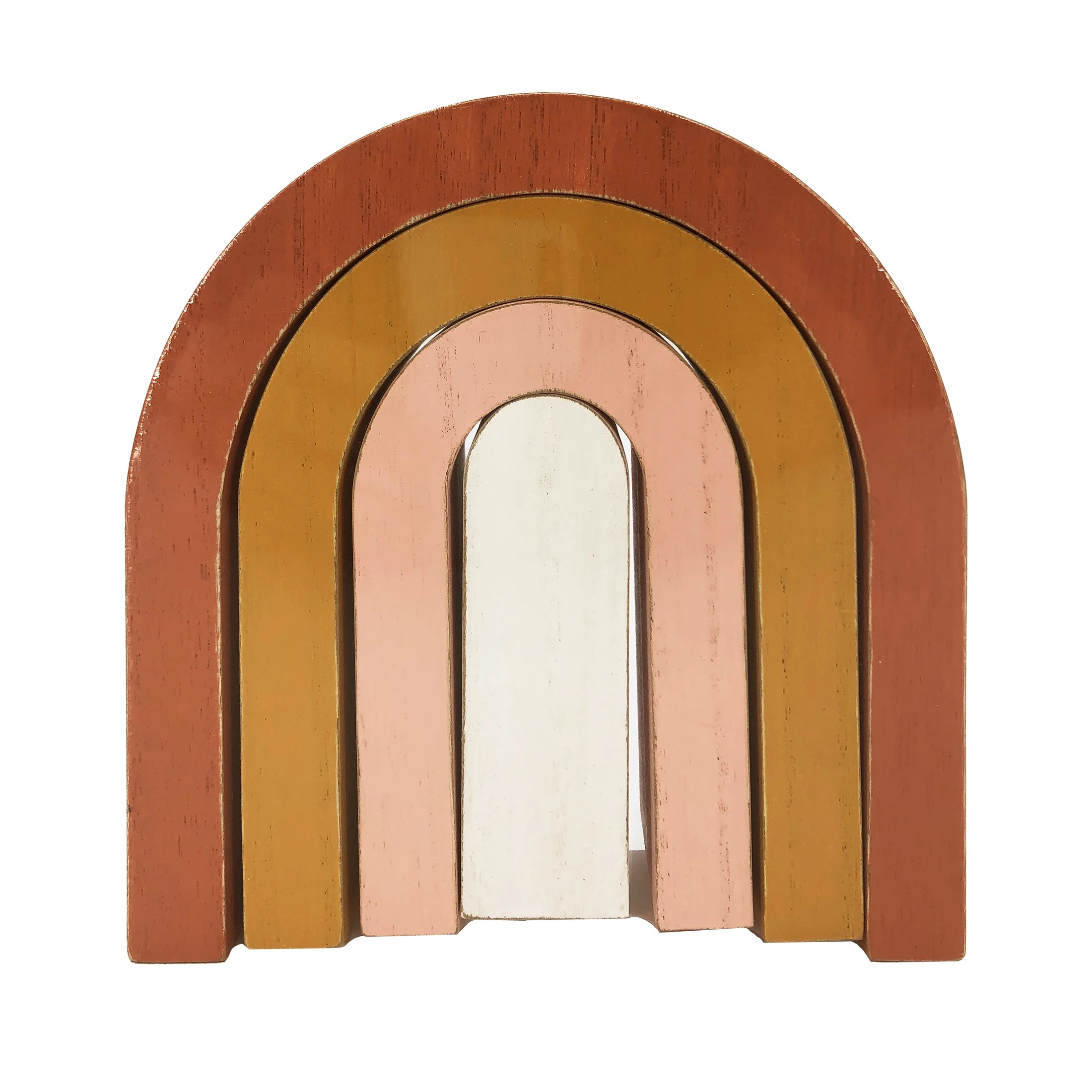 Way to Celebrate Harvest 5.875” MDF Brown/Orange/Yellow Rainbow Stacker Set Decoration | Walmart (US)