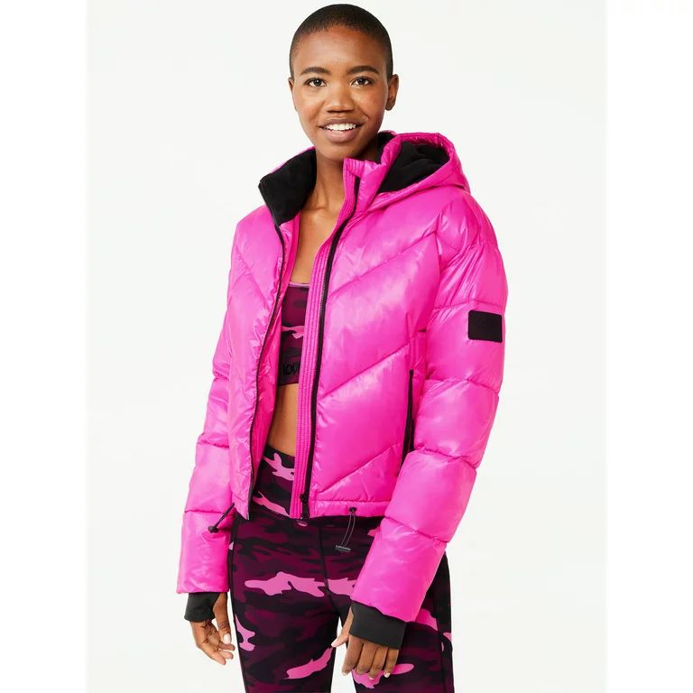 Love & Sports Women's Cropped Puffer Jacket with Hood | Walmart (US)