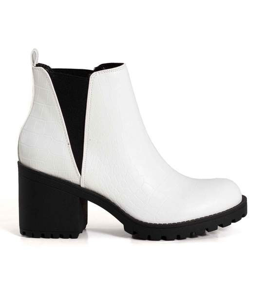 Dirty Laundry Lisbon Chunky Boots in Croco White | Glik's