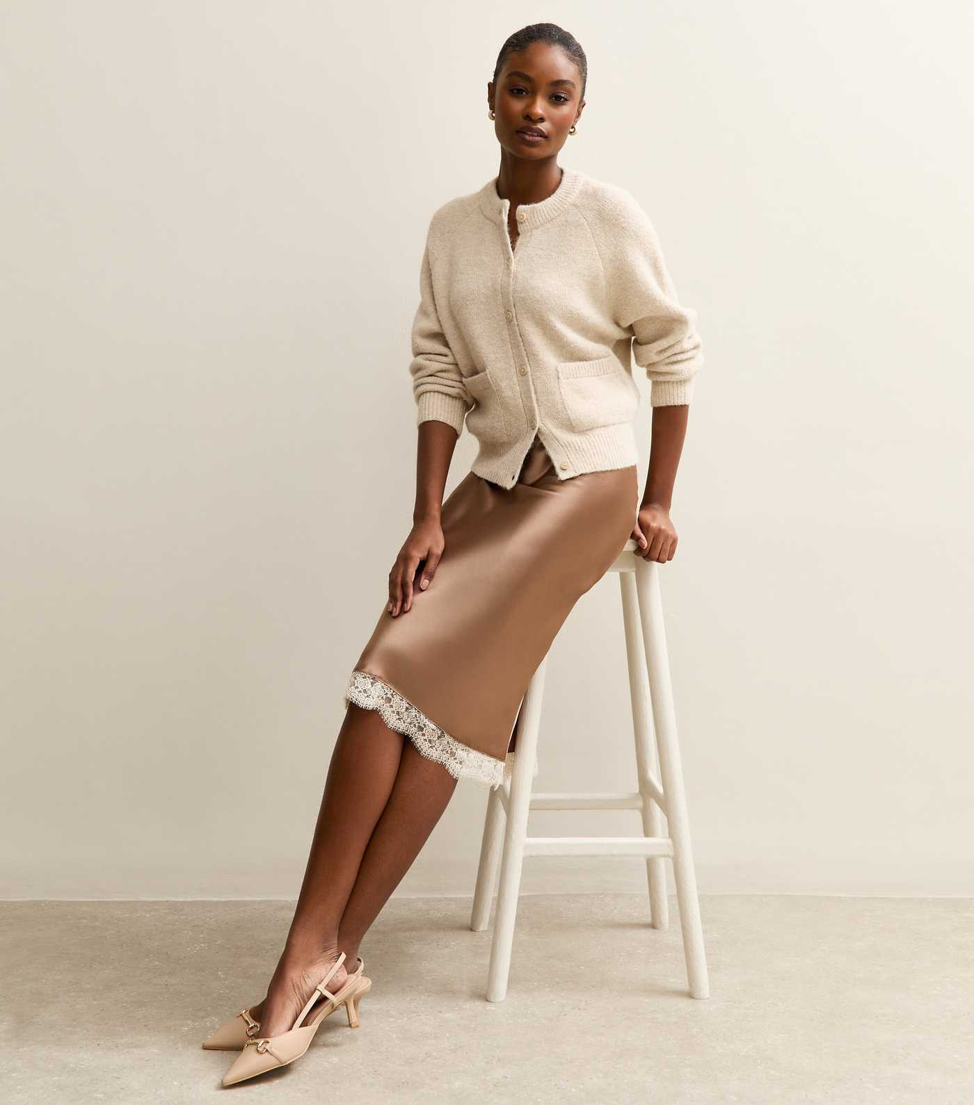 Mink Satin Lace Trim Skirt | New Look | New Look (UK)