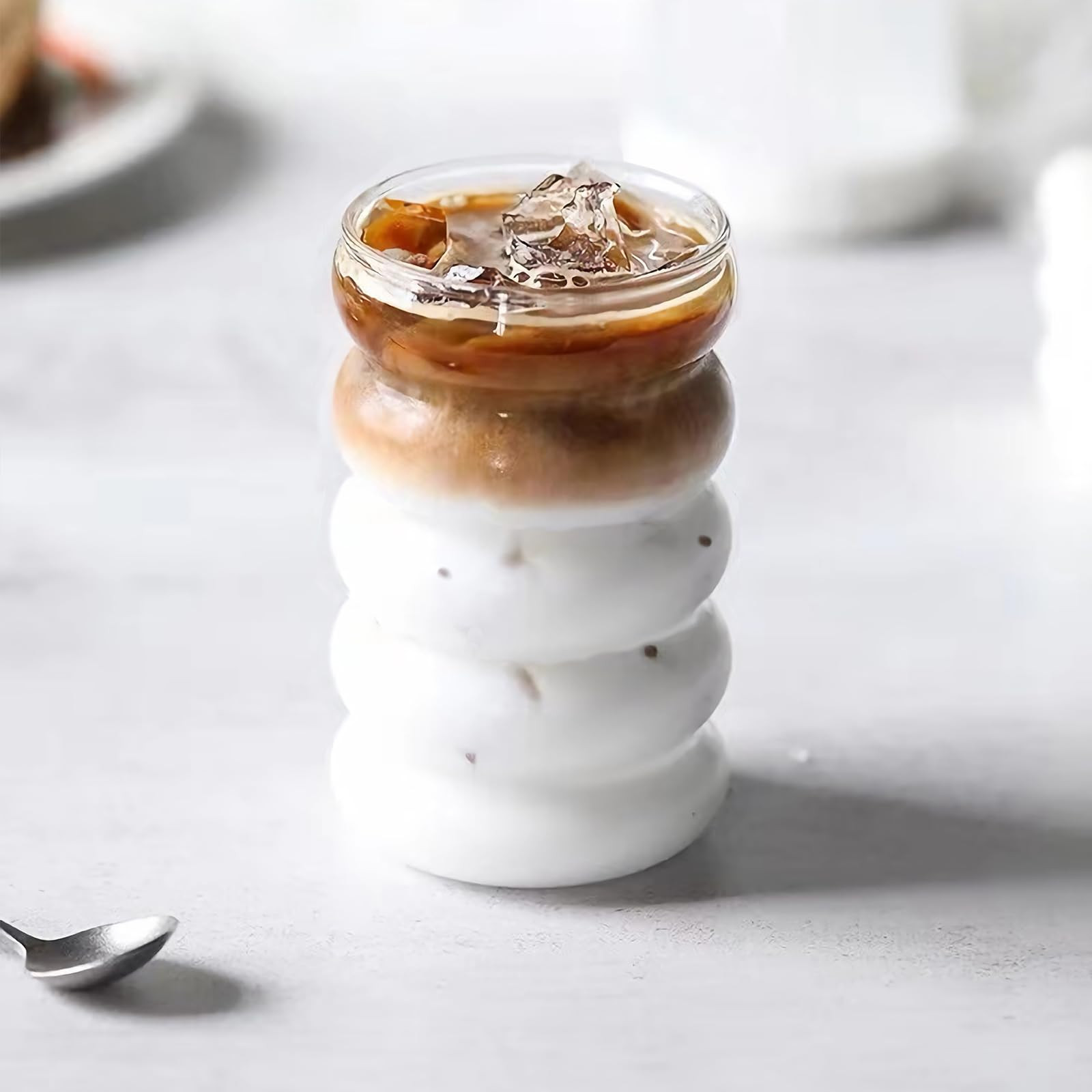 4 Pcs 20oz Drinking Glasses Set with Straws, Cute Iced Coffee Glass Cups, Iced Coffee Tumblers, T... | Amazon (US)