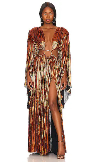 Layla Maxi Dress in Metallic Copper | Revolve Clothing (Global)