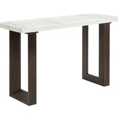 White Marble Topped Table In Coloration, Rectangular Fixed Tabletop, Stable Double U-Shaped Base For Living Room Decoration Elegant With Surface And - | Wayfair North America