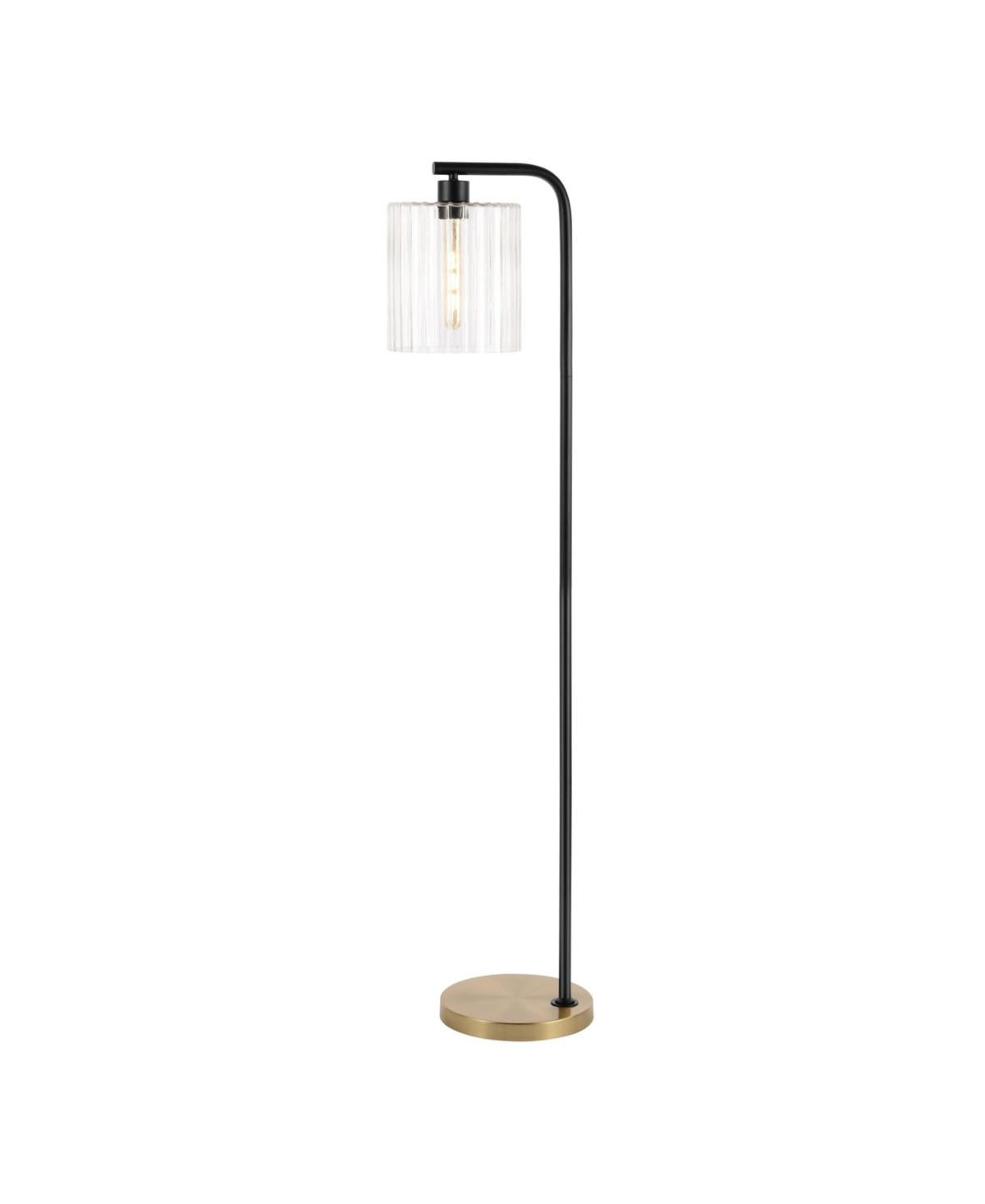 Jonathan Y Easton 60.75" Modern Minimalist Metal/Ribbed Glass Led Floor Lamp, Brass Gold/Black - Brass gold | Macy's