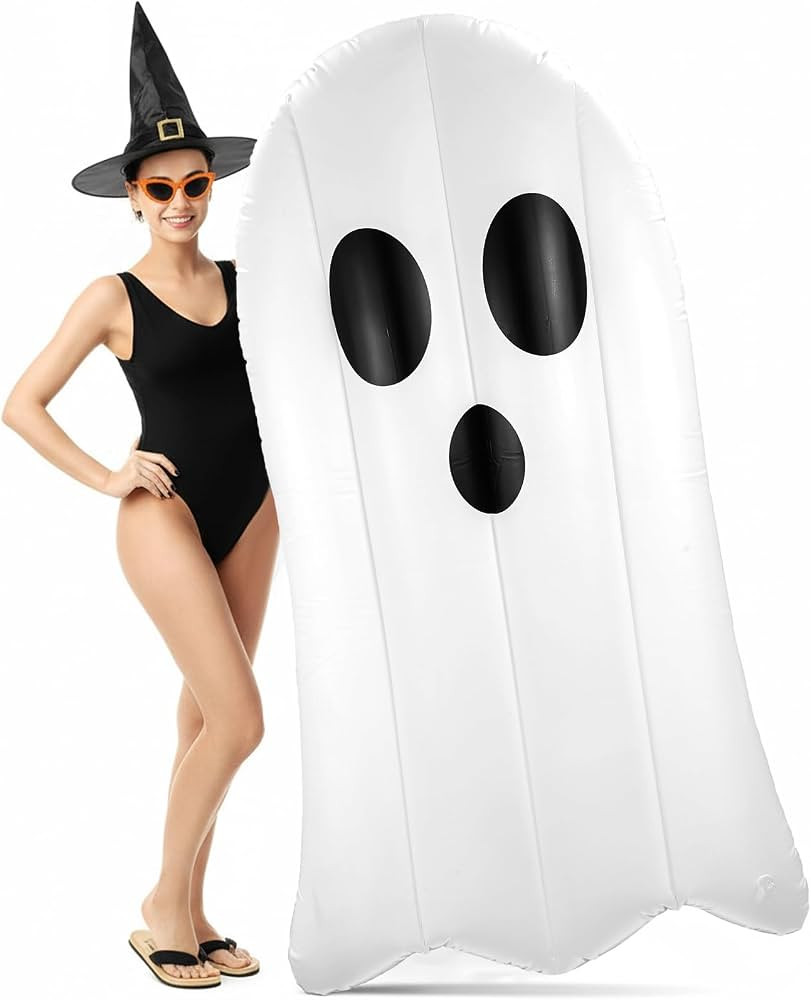 Summer Halloween Ghost Pool Float Decorations 6 ft Giant Inflatable Halloween Pool Float Water Ra... | Amazon (US)