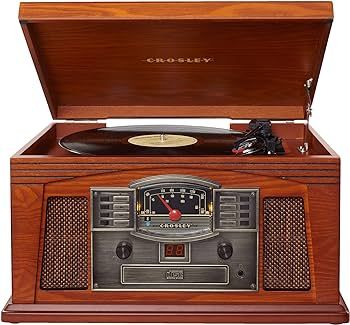 Crosley CR42D-PA Lancaster 3-Speed Turntable with Radio, CD/Cassette Player, Aux-in and Bluetooth... | Amazon (US)