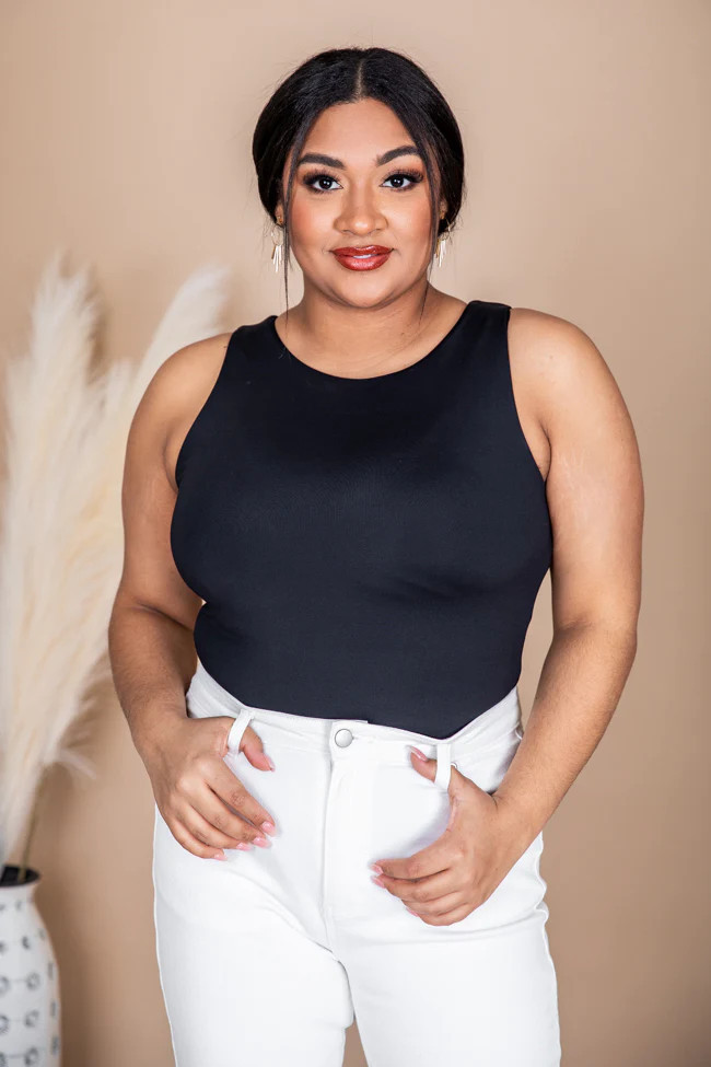 Exactly My Style Black High Neck Tank Bodysuit | Pink Lily