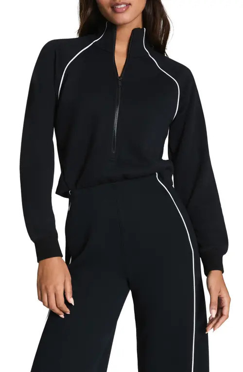 SPANX® AirPiquè Long Sleeve Jumpsuit in Very Black at Nordstrom, Size X-Small | Nordstrom