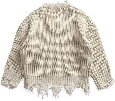 Infant Toddler Baby Girl Boy Knit Pullover Sweater Long Sleeve V-Neck Ripped Distressed Sweatshir... | Amazon (US)