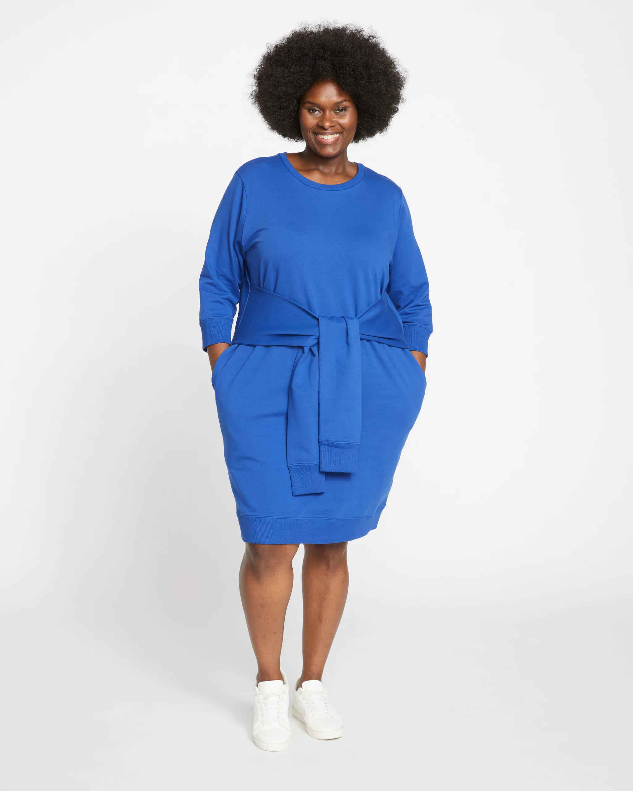 Classic Light Terry Tie Sweatshirt Dress
   Lapis | Universal Standard