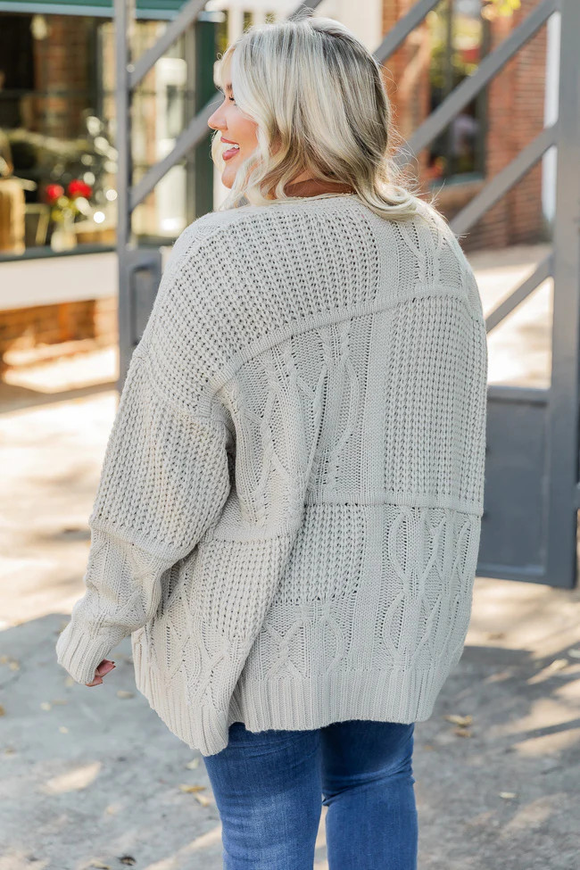 In My Feelings Beige Cable Knit Detail Cardigan | Pink Lily