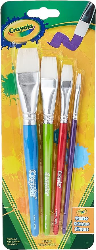 Crayola Large Paint Brushes (4ct), Kids Paint Brush Set, Thin & Thick Paint Brushes, for Acrylic,... | Amazon (US)