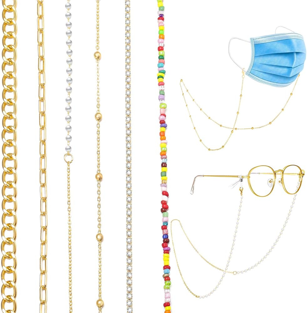 17 MILE 6 PCS Face Mask Chain Holder Glasses Chain Lanyard for Women Girls Gold/Silver Hanging Ch... | Amazon (US)