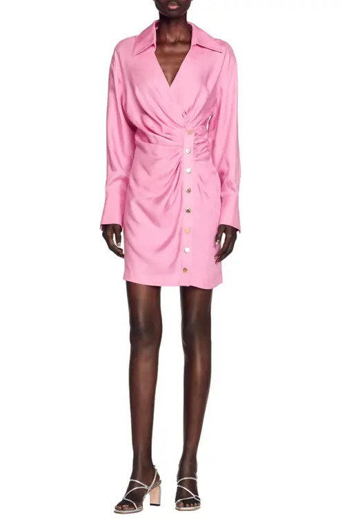 sandro Elvira Long Sleeve Dress in Pink at Nordstrom, Size 8 Us | Nordstrom