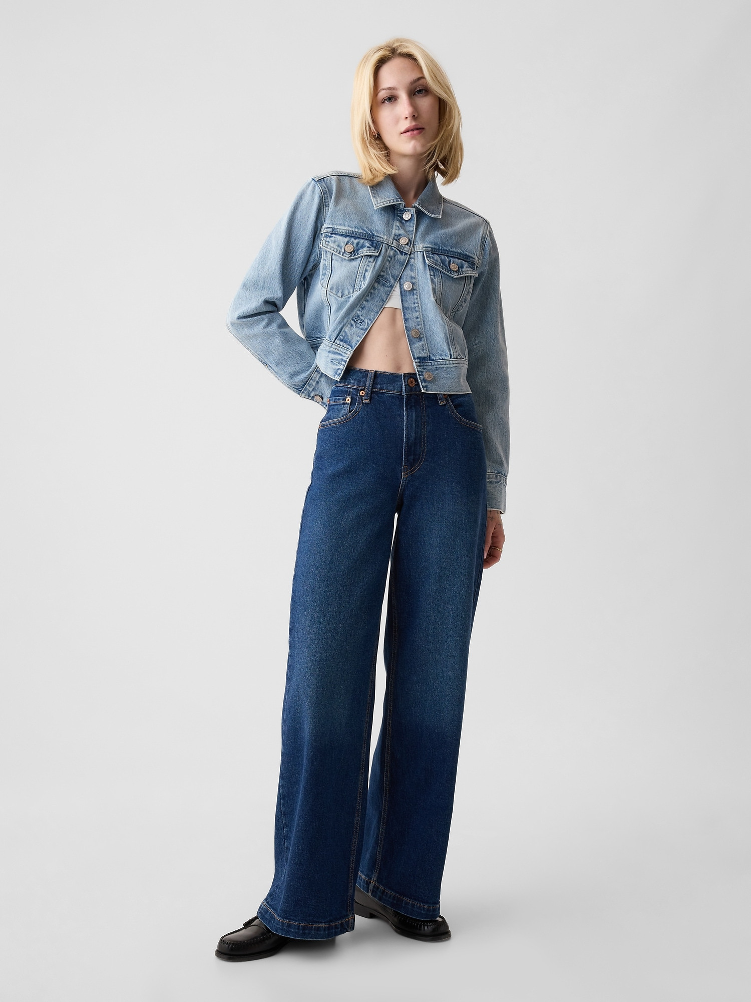 High Rise Stride Wide-Leg Jeans | Gap (CA)