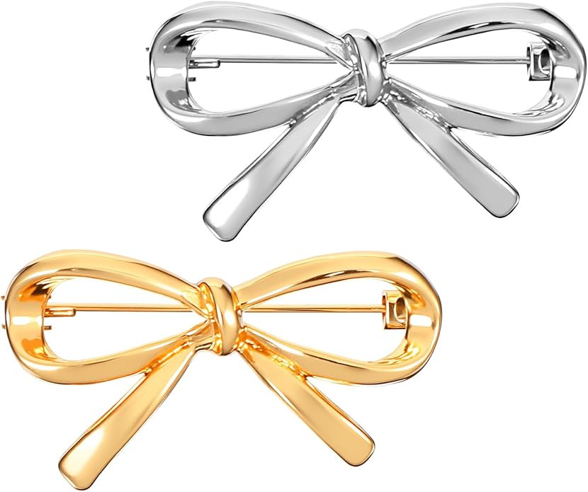 2Pcs Elegant Bow Knot Brooch Pin for Women, Vintage Bowknot Lapel Shawl Pins for Classic Sweater ... | Amazon (US)