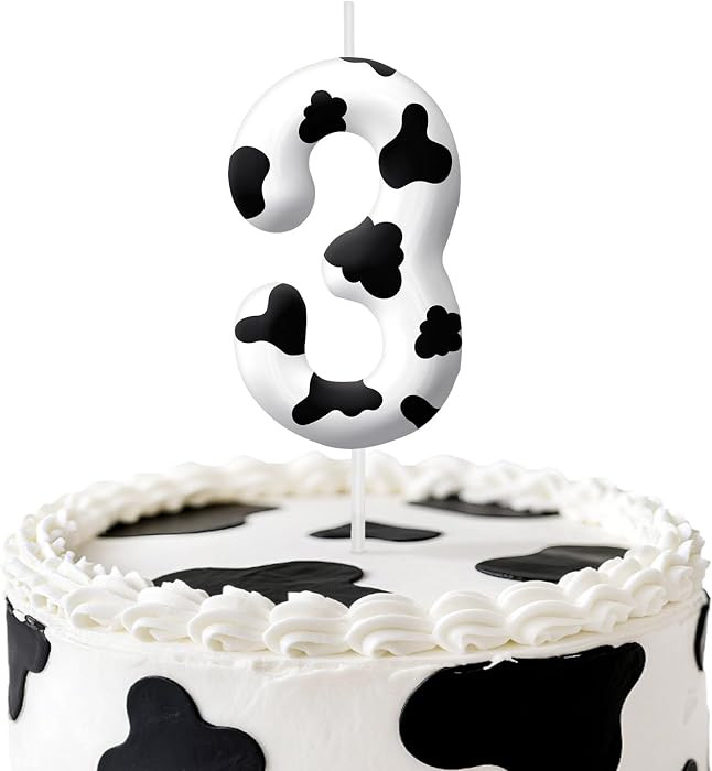 Cow Birthday Candles, 2.4 inch Cake Topper Decor, Number 3 Candles Birthday Decorations, Annivers... | Amazon (US)