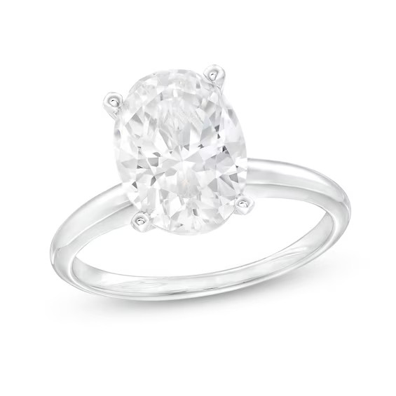 3 CT. Certified Oval Lab-Created Diamond Solitaire Engagement Ring in 14K White Gold (I/SI2)|Zale... | Zales