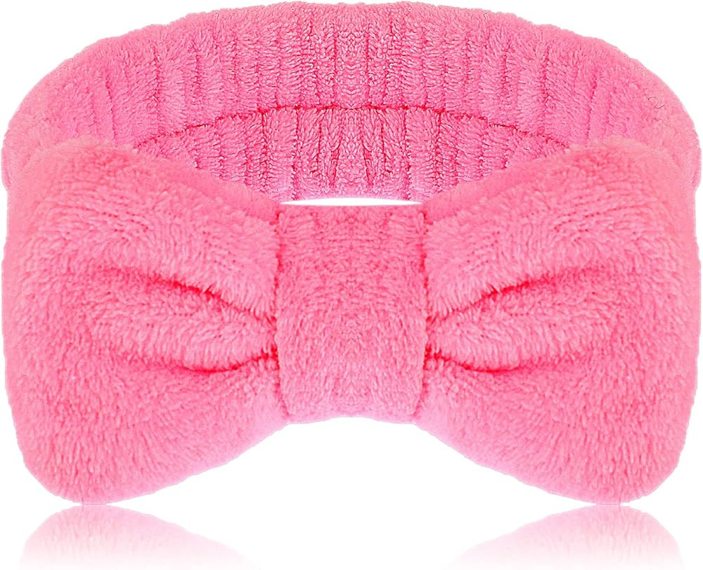 Molain Spa Headband, Bowknot Hair Bands Makeup Headbands Women Coral Fleece Elastic Headband Wash... | Amazon (US)