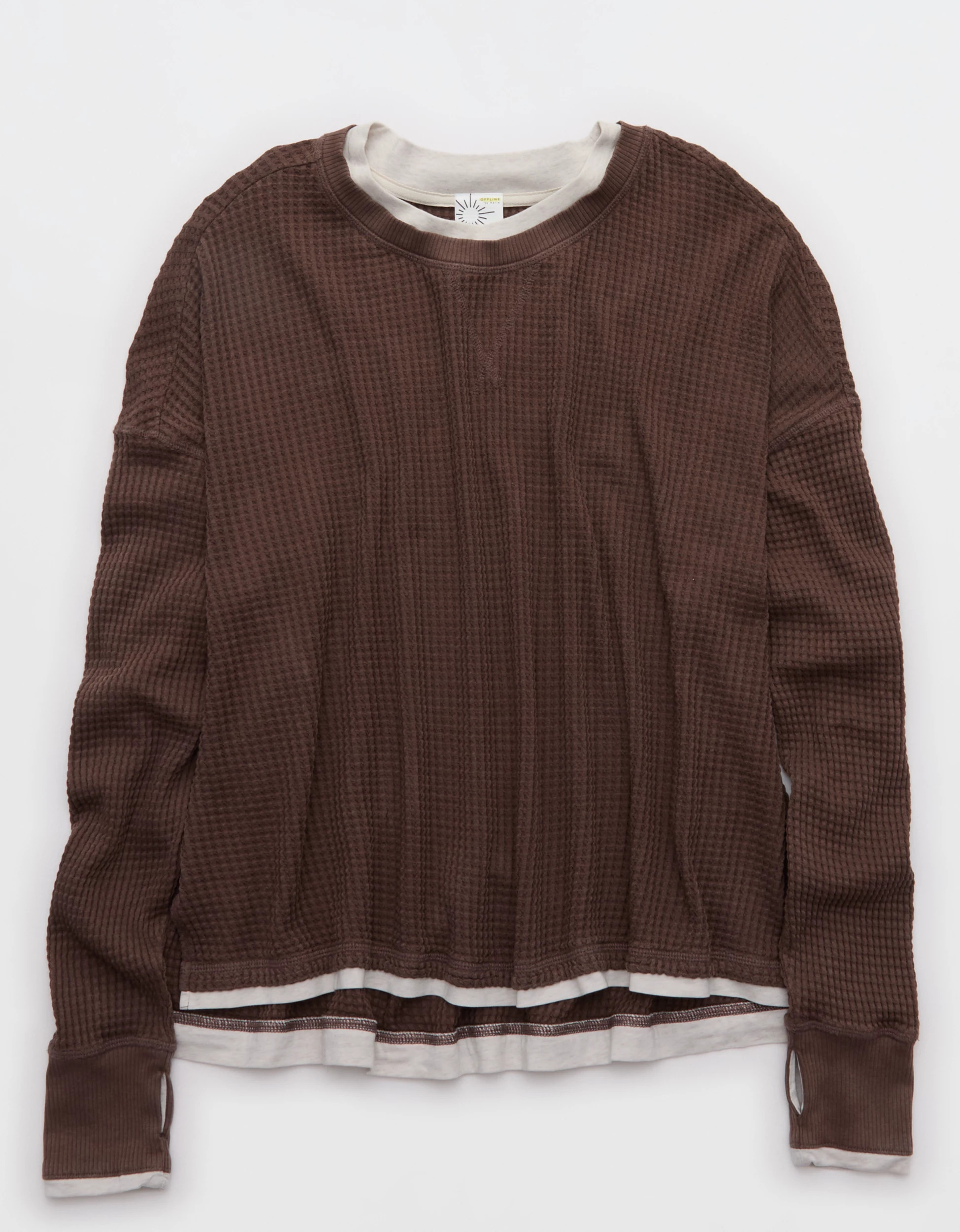 OFFLINE By Aerie Wow! Waffle Layered Long Sleeve T-Shirt | Aerie