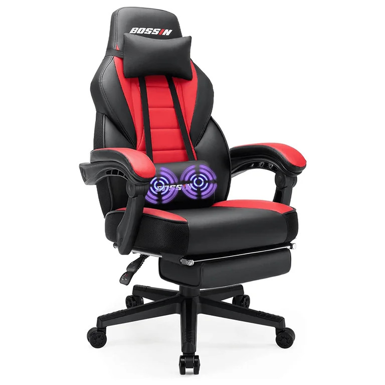 Bossin Gaming Chairs with Footrest, Massage Leather Game Chair for Adults, Big and Tall Gamer Cha... | Walmart (US)