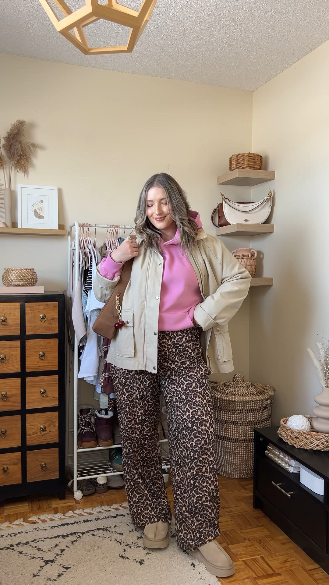 The comfiest bra I’ve ever worn! Wearing my usual size 34DD. Sized up to XL in the pink hoodie for an oversized fit. Leopard print pants are old but I linked similar. Also linked similar barn jackets. Ugg tazz platforms fit TTS


#LTKmidsize #LTKwinter #LTKstyletip