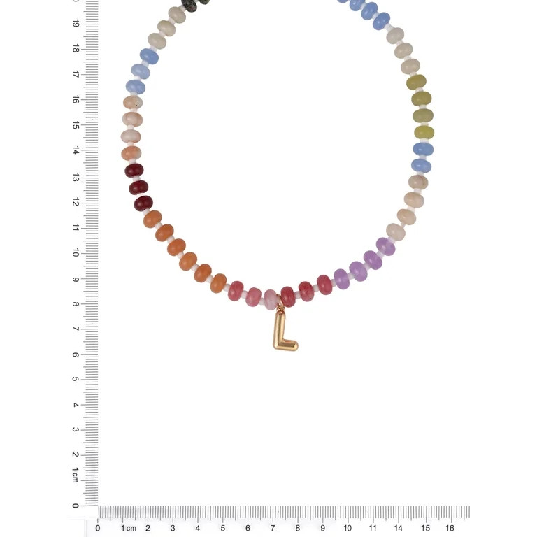 Time and Tru Goldtone Multicolored Bead Initial "L" Necklace | Walmart (US)