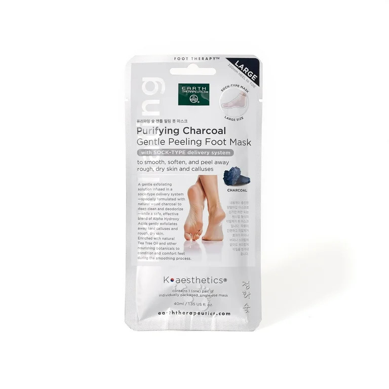 Earth Therapeutics Large Peeling Foot Mask- Charcoal, Single - Walmart.com | Walmart (US)